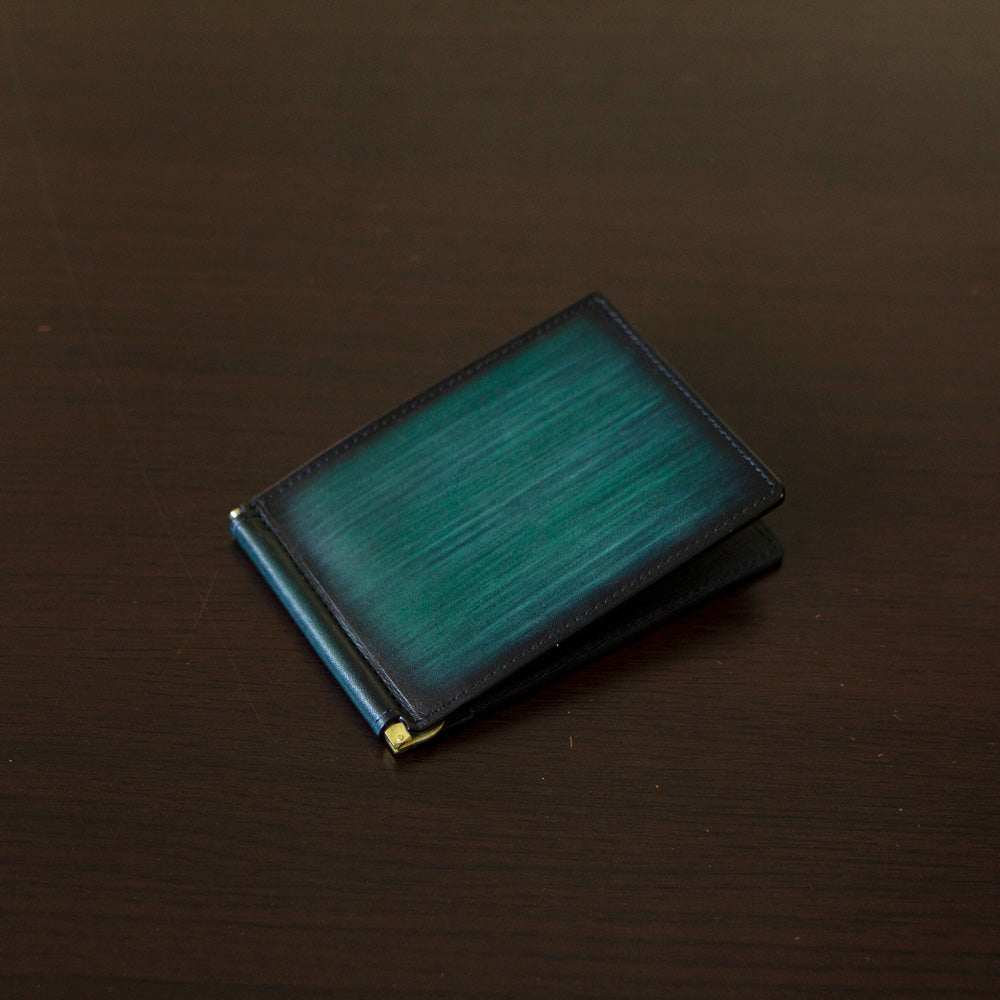 手染め「千手染」本革マネークリップ