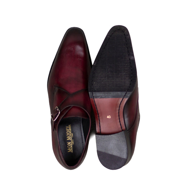 手染め「千手染（パティーヌ）」のモンクストラップ革靴