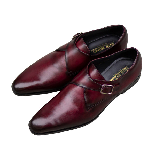 手染め「千手染（パティーヌ）」のモンクストラップ革靴