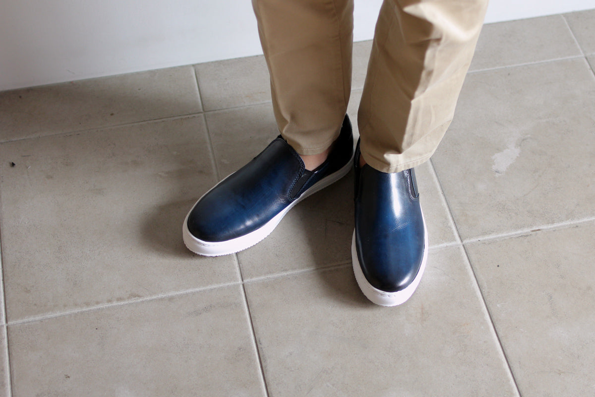 モンモデル レザースニーカー 千手染 手染め