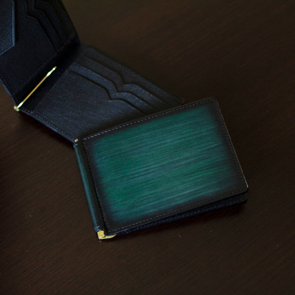 手染め「千手染」本革マネークリップ