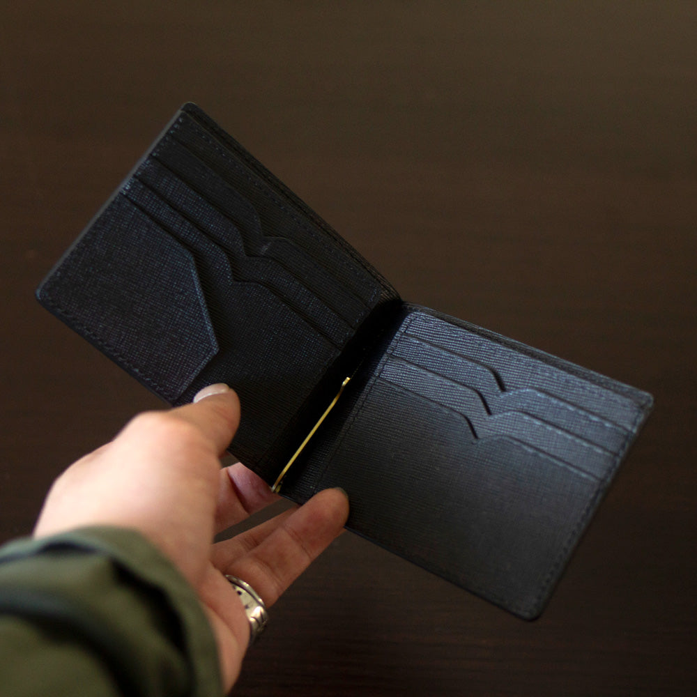 手染め「千手染」本革マネークリップ